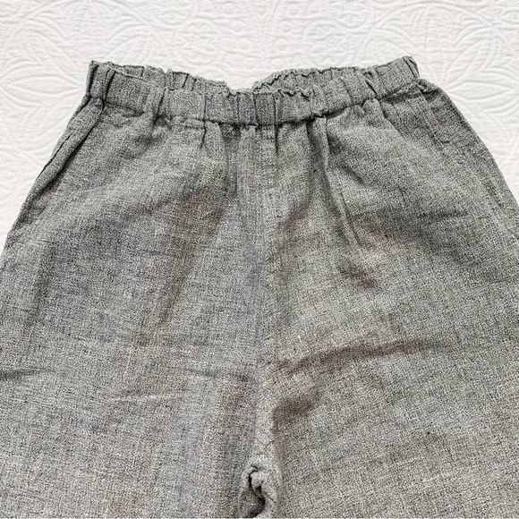 FLAX by Jeanne‎ Engelhart Cropped High-Rise Linen Wide Leg Pants, Grey - Picture 4 of 5